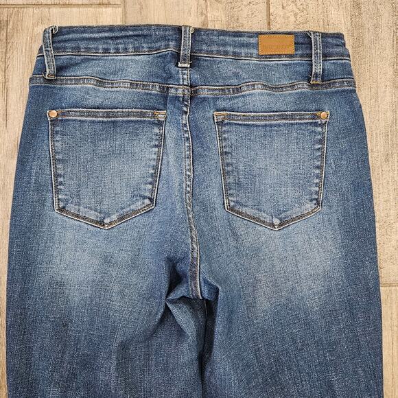 Judy Blue Jeans Womens Size 7 / 28 Thermal Patch Boyfriend Distressed Ankle Crop - Picture 9 of 11